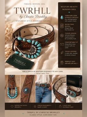 TWRHILl Women's Turquoise Concho Leather Belt - Brown xl-1x
